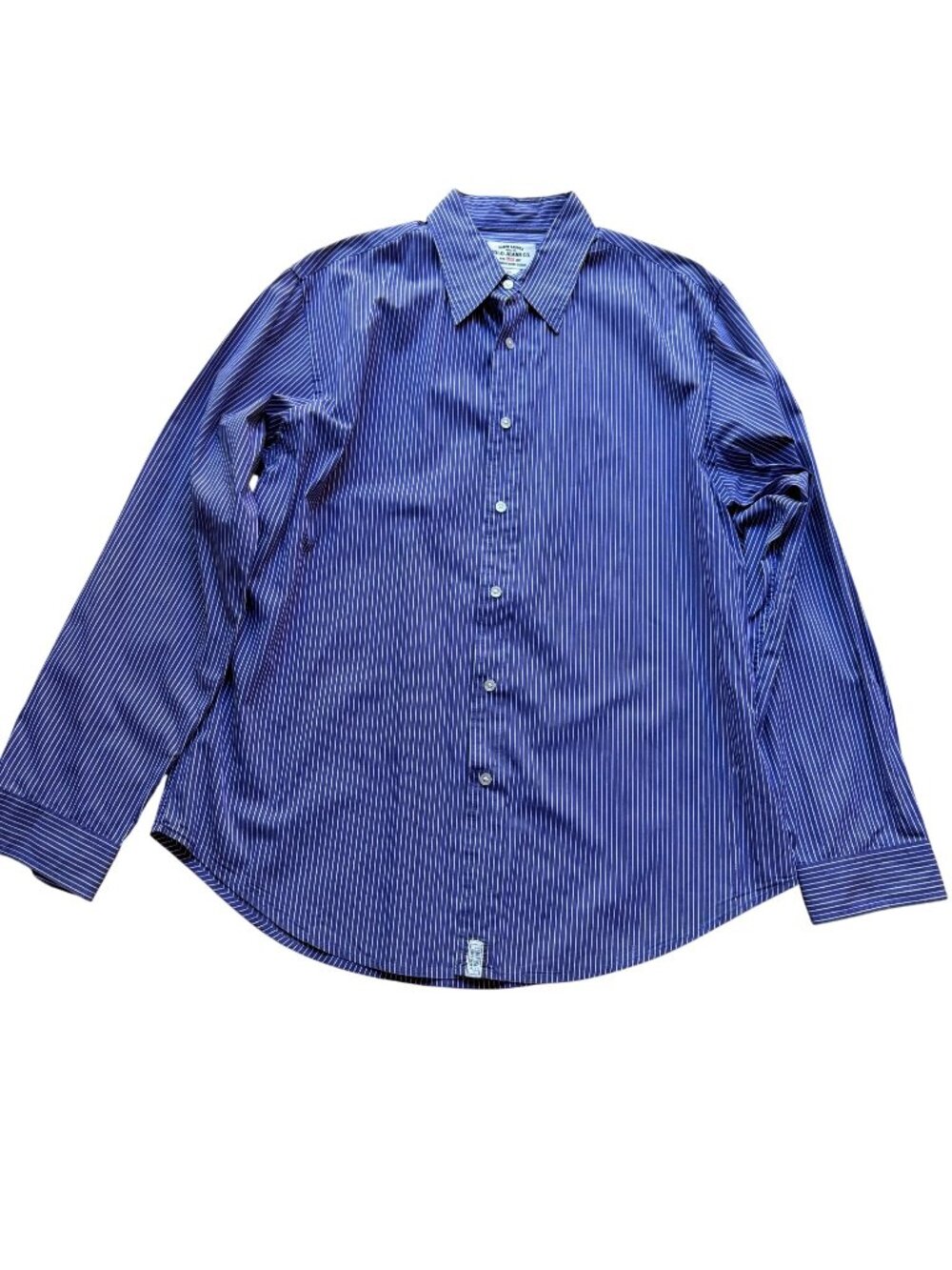Vintage Ralph Lauren Polo Jeans Size L Purple & White Striped Button-Up Shirt